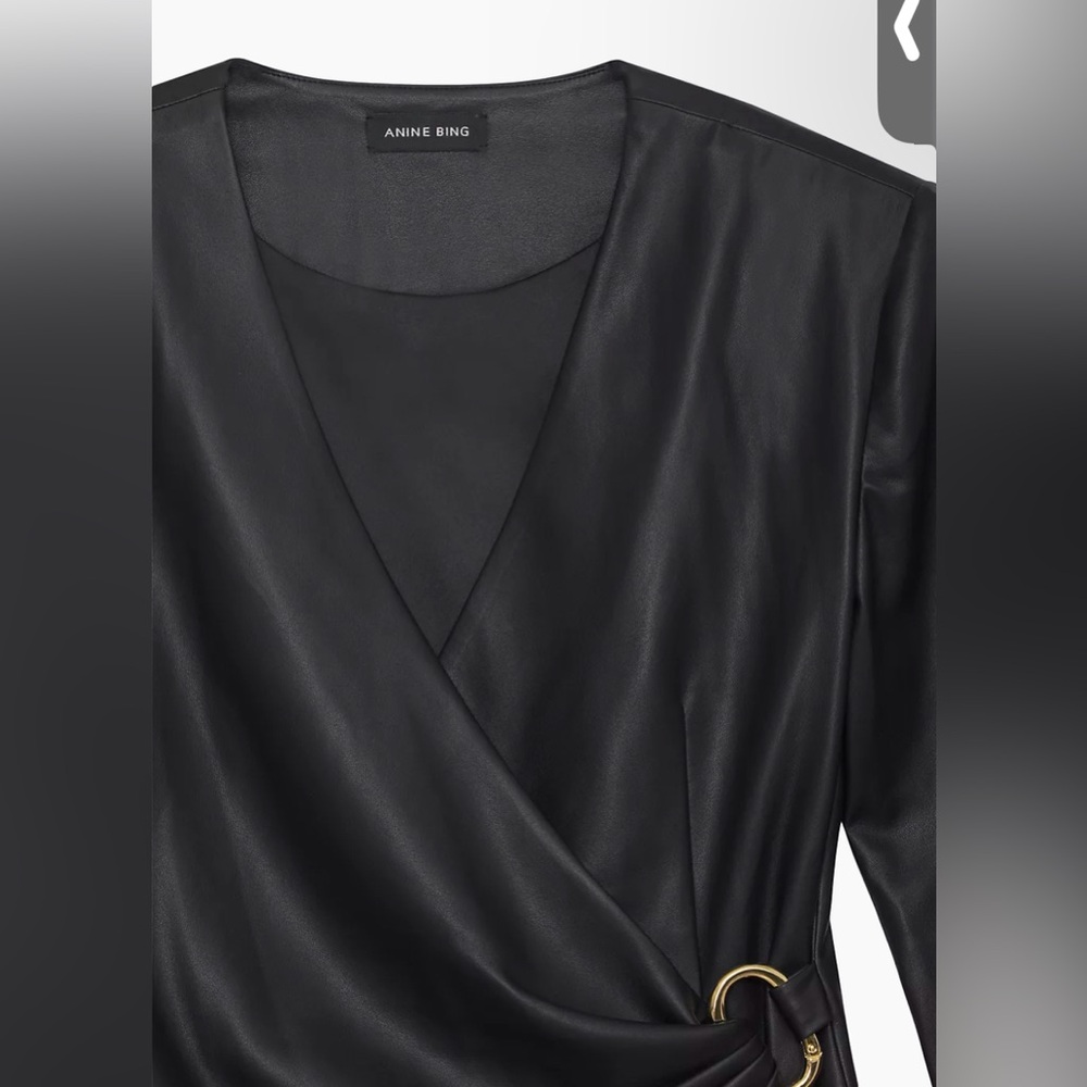 Anine Bing Joey Faux leather mini wrap dress - Picture 10 of 14